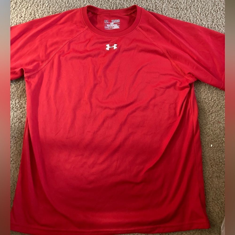 Boys Red Under Armour Athletic Tshirt